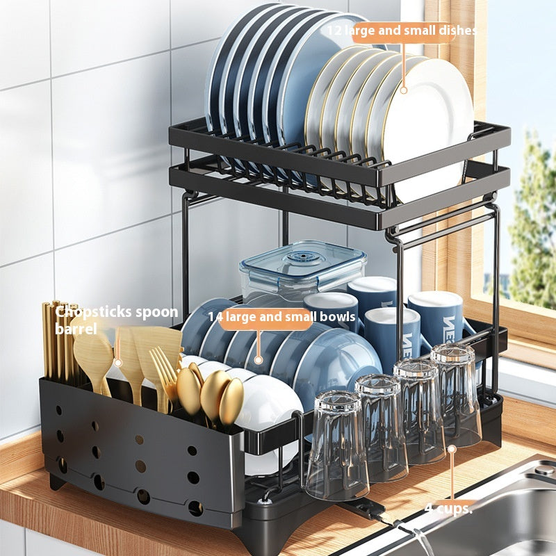Kitchen Dish Draining and Storage Rack