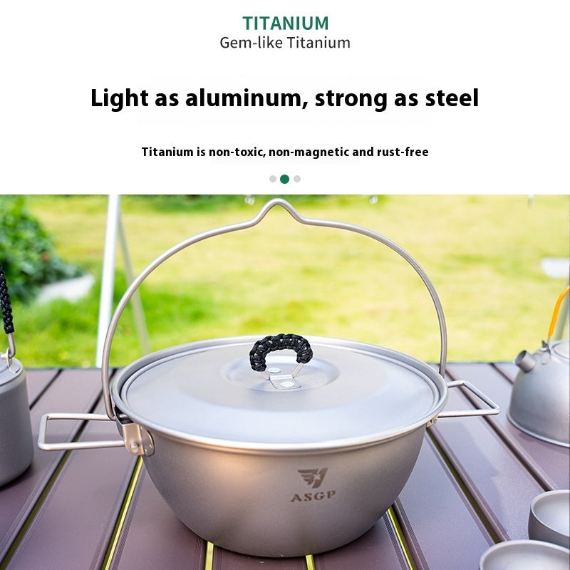 Outdoor Titanium Wok Pure Titanium Camping Pot