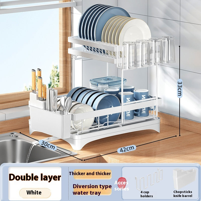 Kitchen Dish Draining and Storage Rack